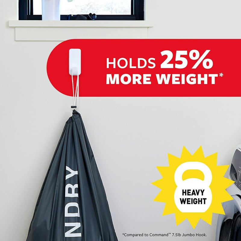 Command Heavy Duty Utility Wall Hooks, 2 Hooks with 6 Strips, 10lb X-Large Utility Hook - Image 3